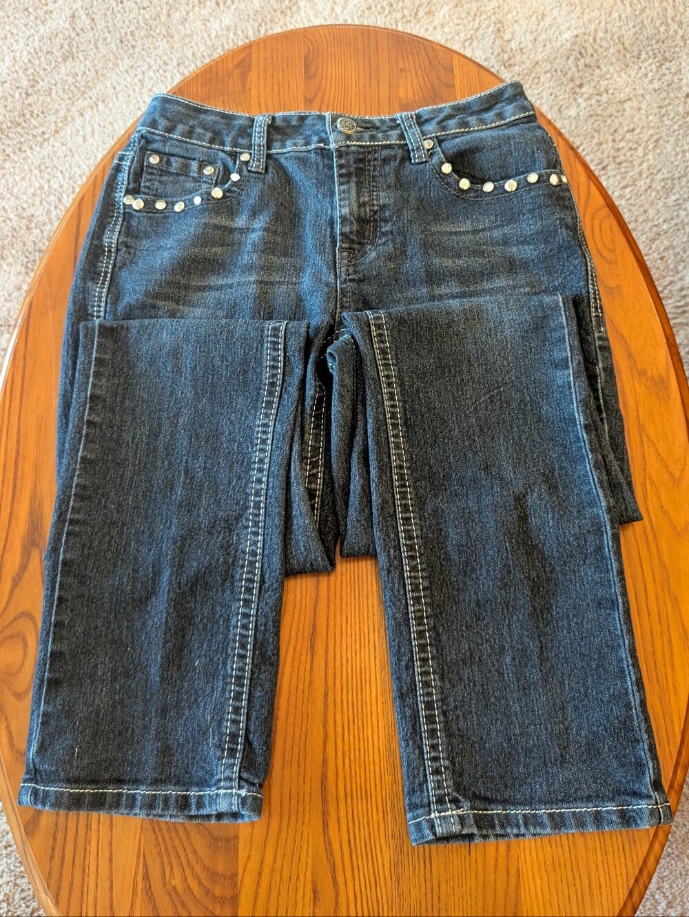 Earl Jeans Dark Blue with Pearl Studs And Embroidery Designs, Size 4
